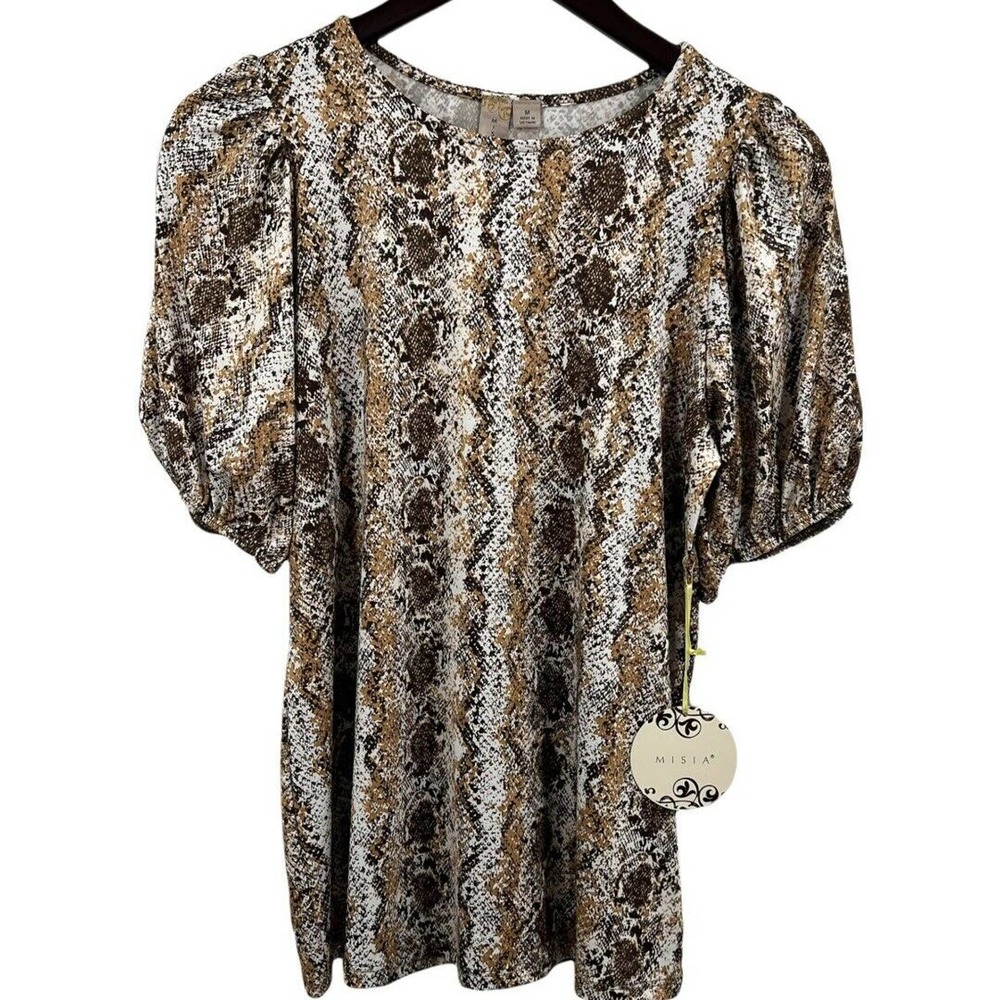 Misia Snakeskin‎ Animal Print Short Sleeve Top Medium New